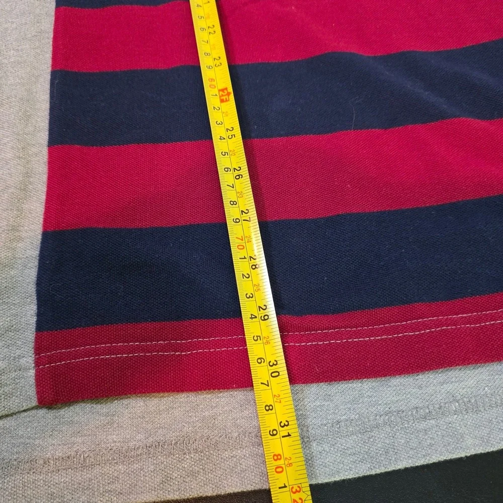 TOMMY HILFIGER Men's L‎ Gray Colorblock Rugby Polo 2010s Preppy Ivy Style